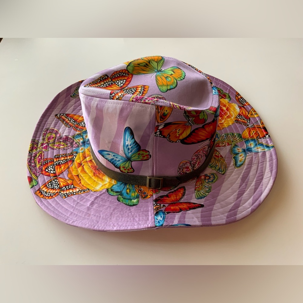 Butterfly Print Lavender Wide-Brim Women's Hat